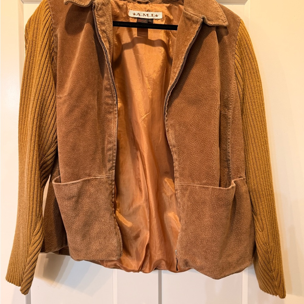 Ami Brown Corduroy Jacket with Tan Sleeves